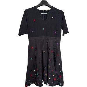 eShakti Black Dress with Colorful Polka Dots